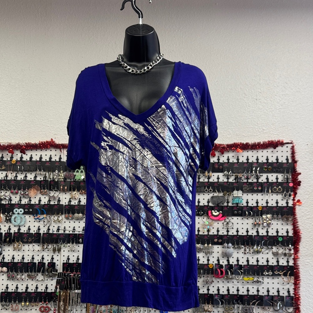 One Clothing Blue Tee with Silver Design